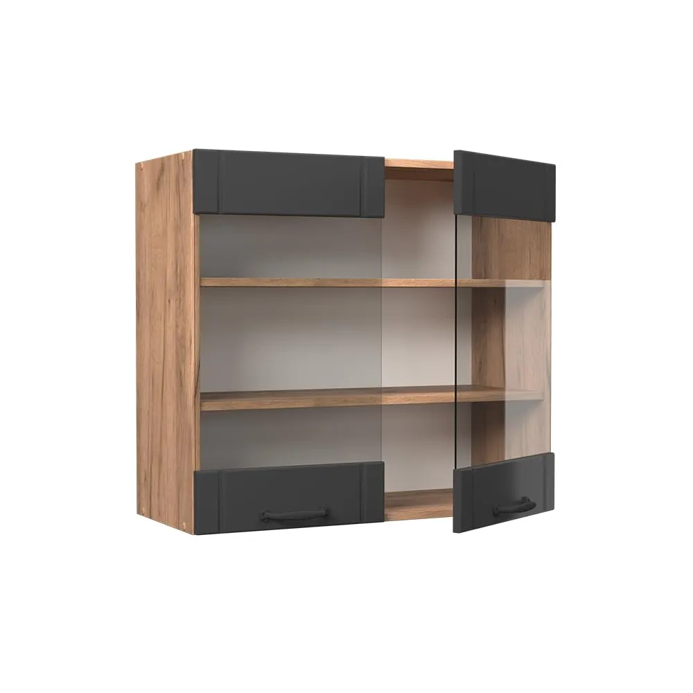 Vicco Mobile da cucina in vetro Fame-Line, Grigio scuro, 80 cm - immagine 4