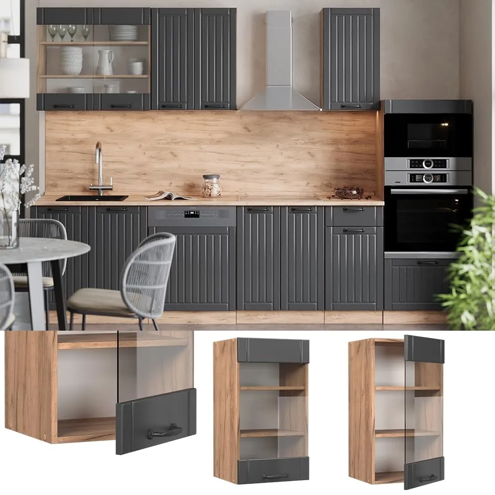Vicco Mobile da cucina in vetro Fame-Line, Grigio scuro, 40 cm - immagine 2