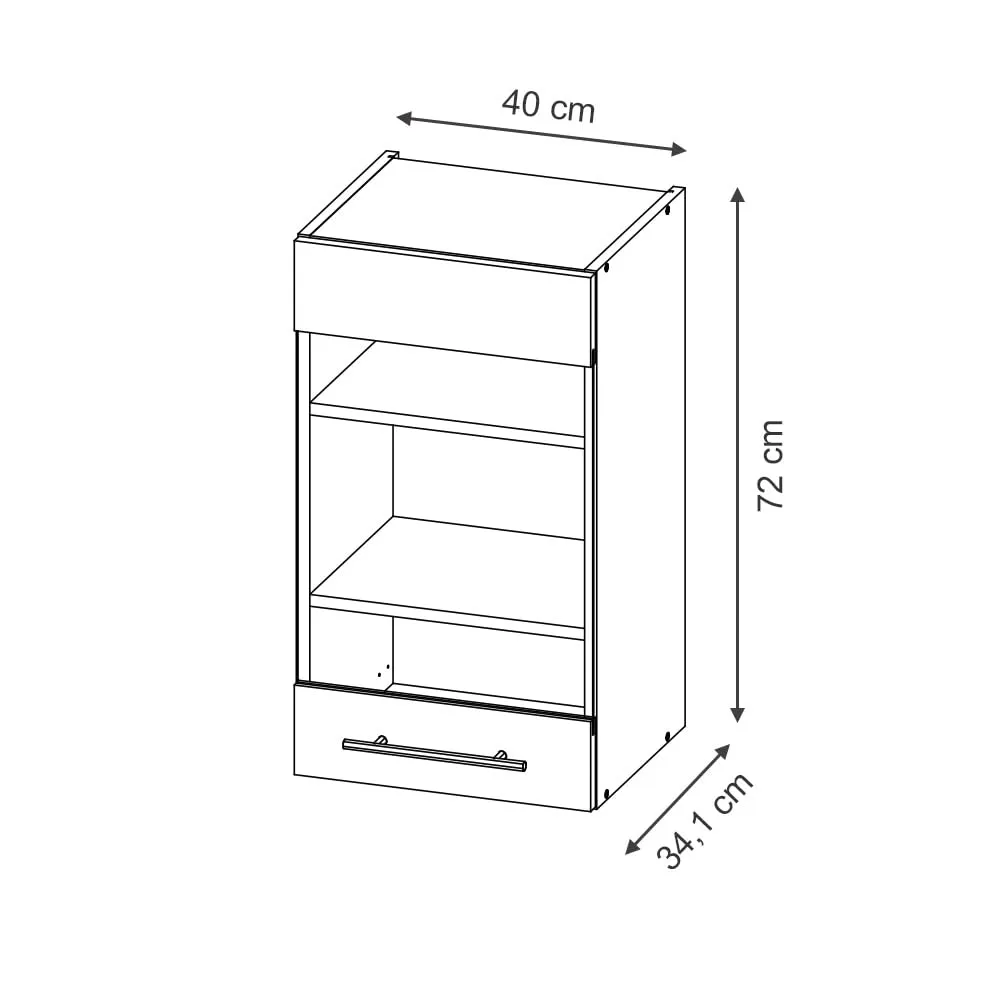 Vicco Mobile da cucina in vetro Fame-Line, Grigio scuro, 40 cm - immagine 3