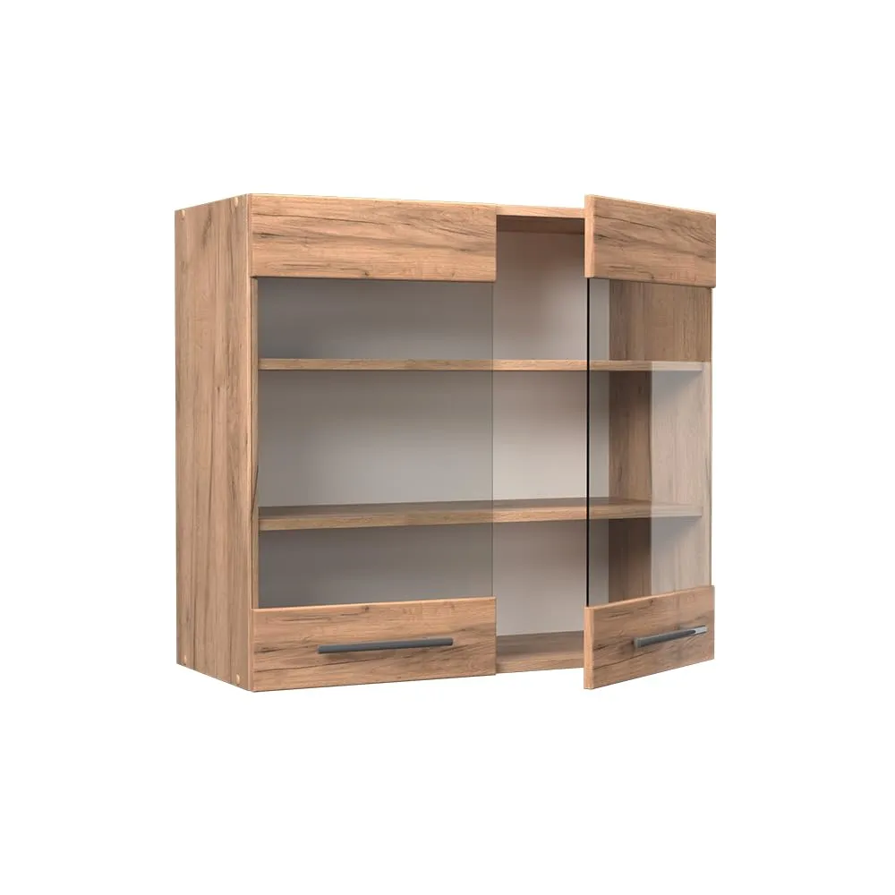 Vicco Fame-Line Mobile da Cucina in Vetro, Rovere Dorato, 80 cm - immagine 4