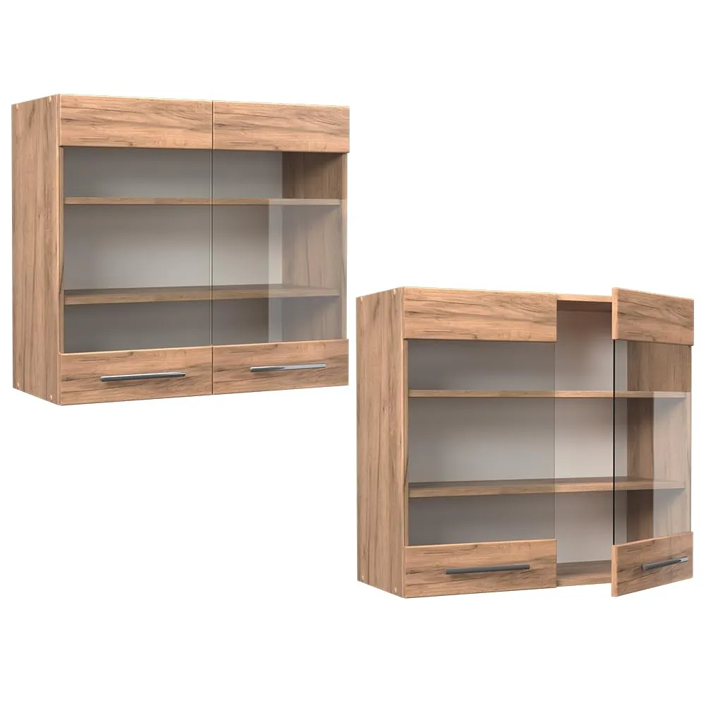 Vicco Fame-Line Mobile da Cucina in Vetro, Rovere Dorato, 80 cm - immagine 5