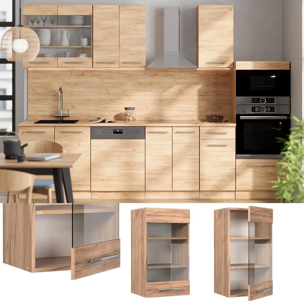 Vicco Mobile da cucina in vetro Fame-Line, Rovere dorato, 40 cm - immagine 2