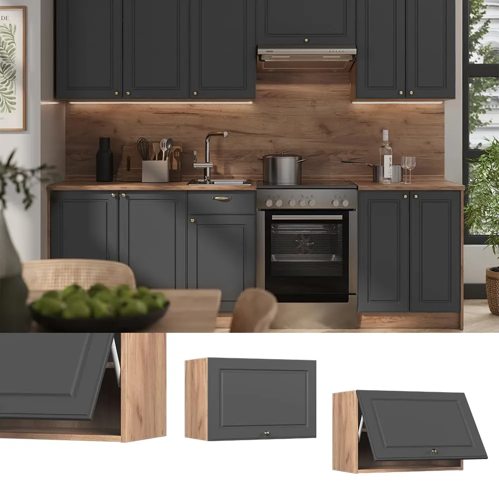 Vicco Pensile da cucina Fame-Line Antracite Country/Rovere Dorato 60 cm - immagine 2