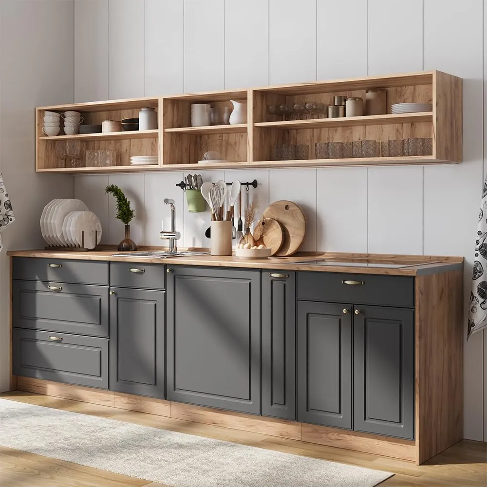 Vicco Pensile da cucina Fame-Line Antracite Country/Rovere Dorato 60 cm - immagine 4