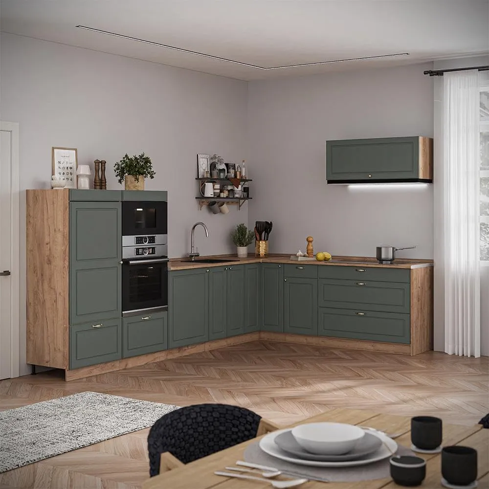 Vicco Pensile da Cucina Fame-Line Verde-oro Country/Rovere Dorato 100 cm - immagine 4