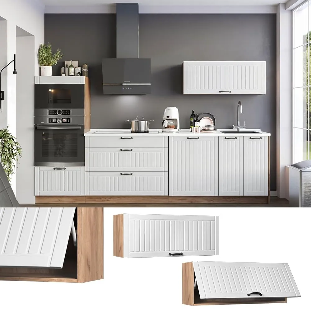 Vicco Pensile da Cucina Fame-Line, Bianco Country/Rovere Dorato, 100 cm - immagine 2