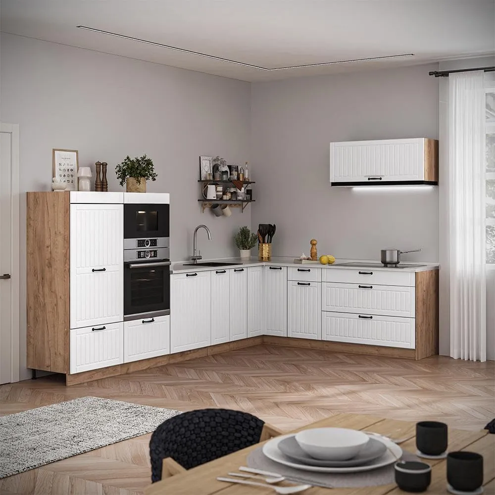 Vicco Pensile da Cucina Fame-Line, Bianco Country/Rovere Dorato, 100 cm - immagine 4