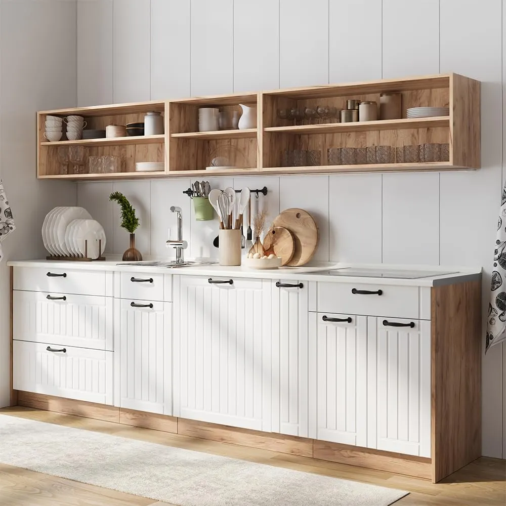 Vicco Pensile da Cucina Fame-Line, Bianco Country/Rovere Dorato, 60 cm - immagine 4