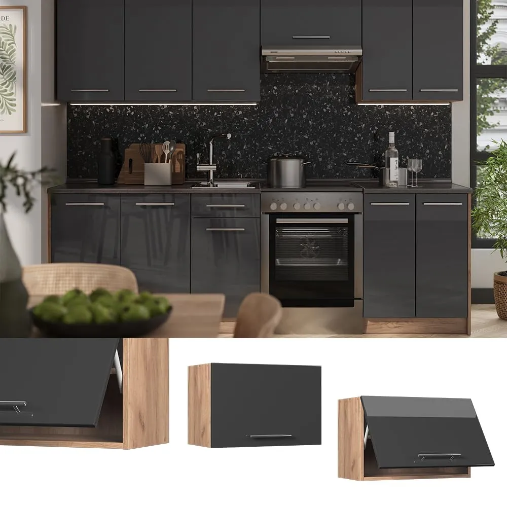 Vicco Fame-Line Pensile da cucina, Antracite lucido/Rovere dorato, 60 cm - immagine 2