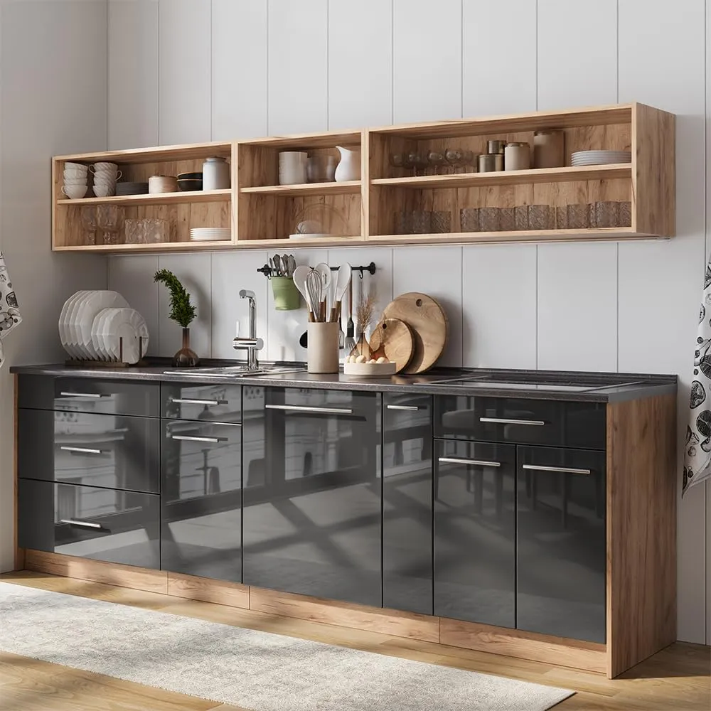 Vicco Fame-Line Pensile da cucina, Antracite lucido/Rovere dorato, 60 cm - immagine 4