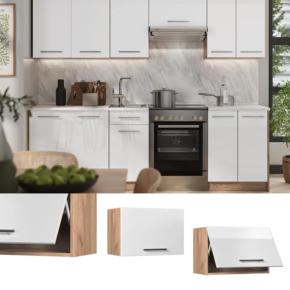 Vicco Pensile da cucina Fame-Line, Bianco lucido/Rovere dorato, 60 cm - immagine 2