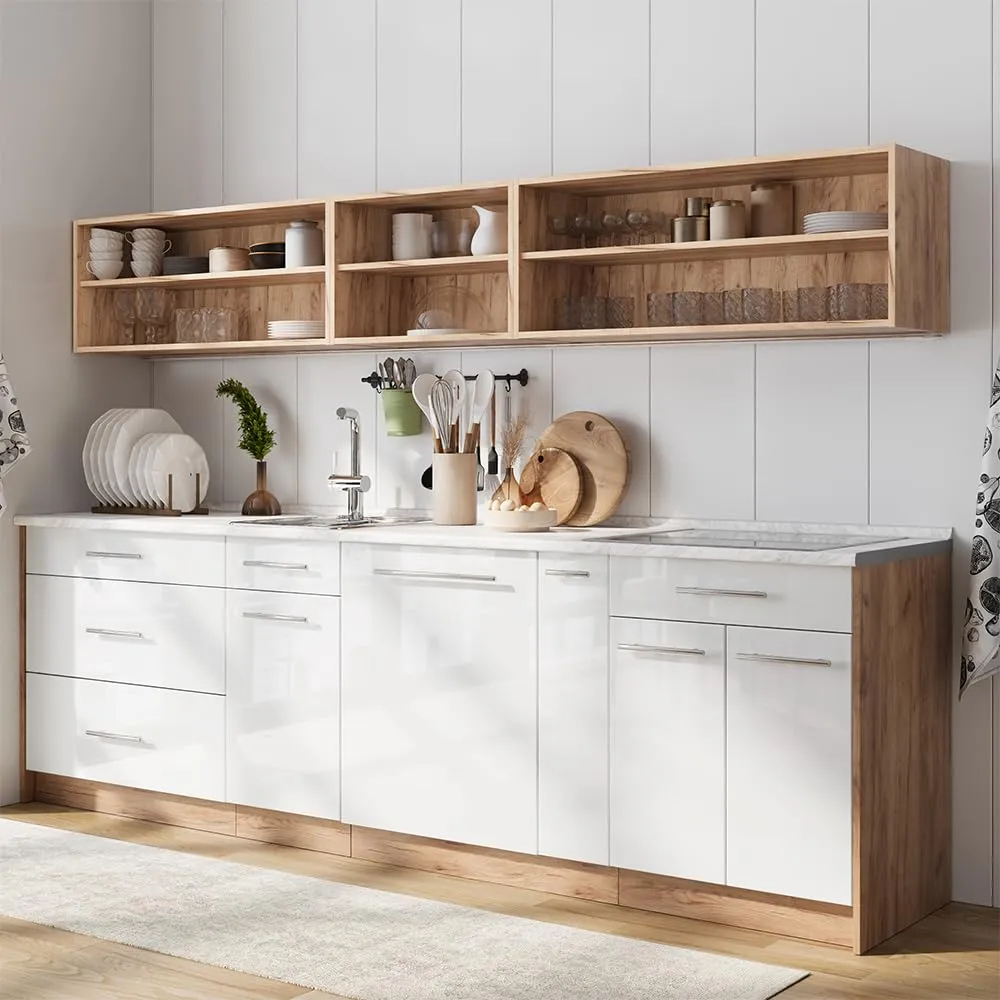 Vicco Pensile da cucina Fame-Line, Bianco lucido/Rovere dorato, 60 cm - immagine 4