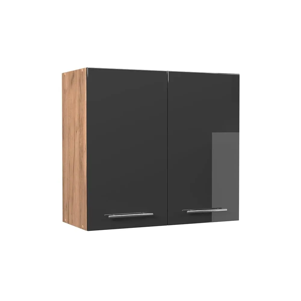 Vicco Pensile da cucina Fame-Line, Antracite lucido/Rovere dorato, 80 cm - immagine 1