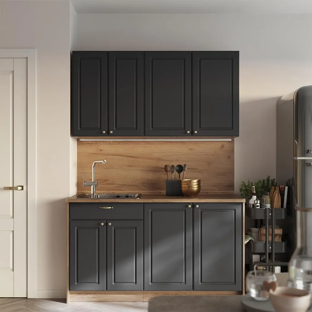 Vicco Pensile da Cucina Fame-Line Antracite Country/Rovere Dorato 80 cm - immagine 2