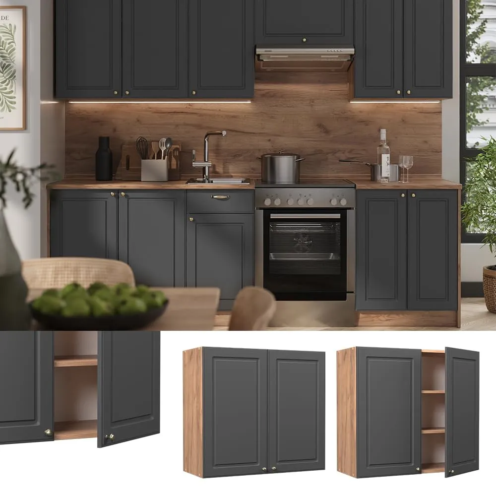 Vicco Pensile da Cucina Fame-Line Antracite Country/Rovere Dorato 80 cm - immagine 4