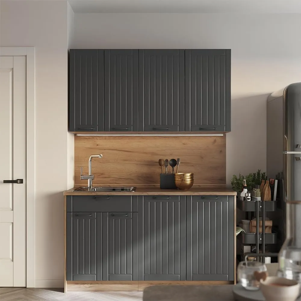 Vicco Pensile da cucina Fame-Line, Grigio scuro/Rovere dorato, 80 cm - immagine 2