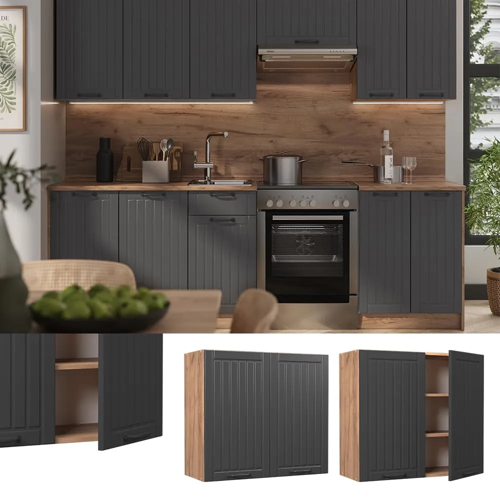 Vicco Pensile da cucina Fame-Line, Grigio scuro/Rovere dorato, 80 cm - immagine 4