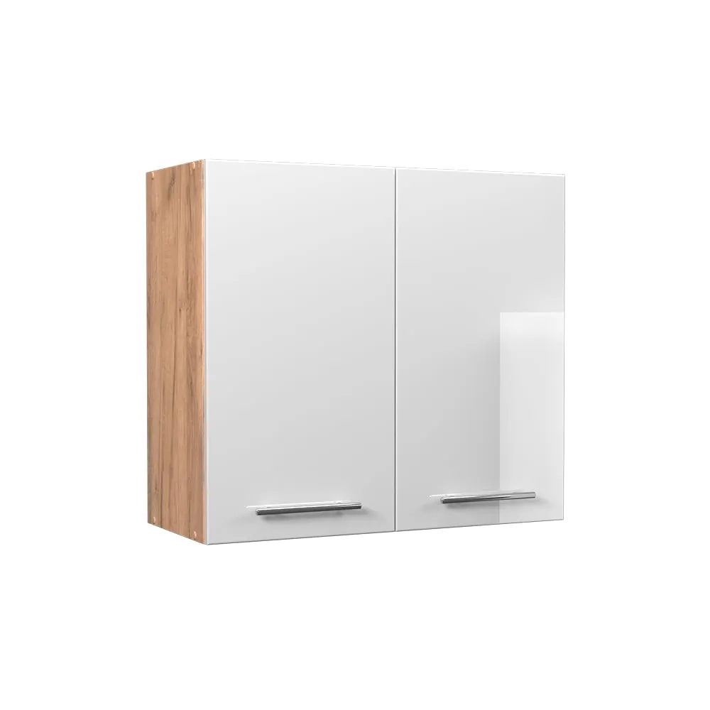 Vicco Pensile da cucina Fame-Line, Bianco lucido/Rovere dorato, 80 cm - immagine 1