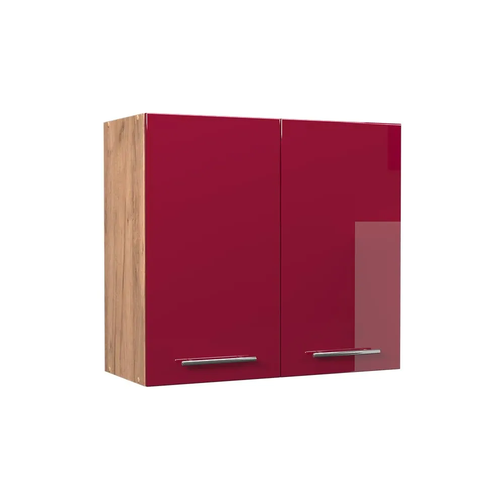 Vicco Pensile da Cucina Fame-Line, Bordeaux Lucido/Rovere Dorato, 80 cm - immagine 1
