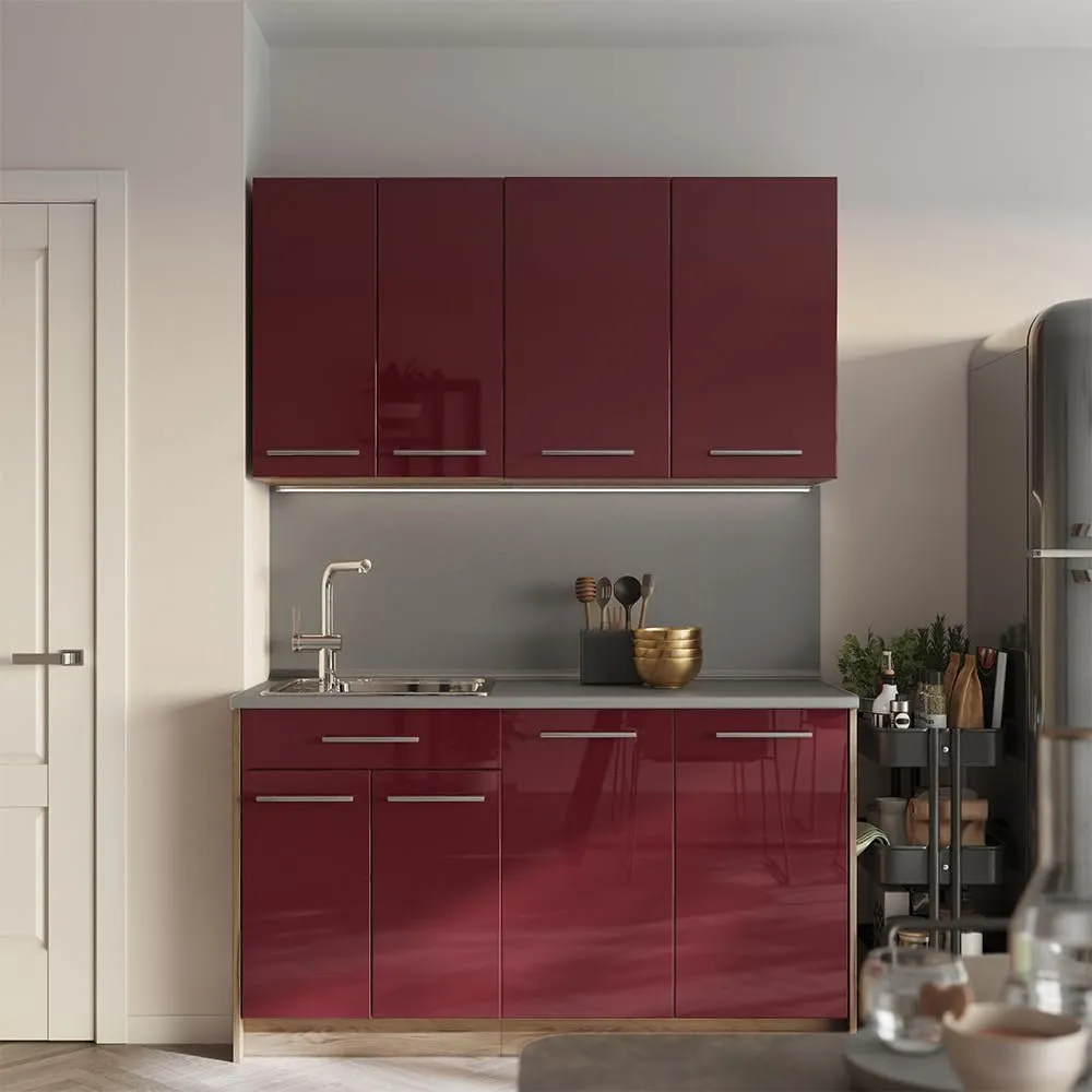 Vicco Pensile da Cucina Fame-Line, Bordeaux Lucido/Rovere Dorato, 80 cm - immagine 4