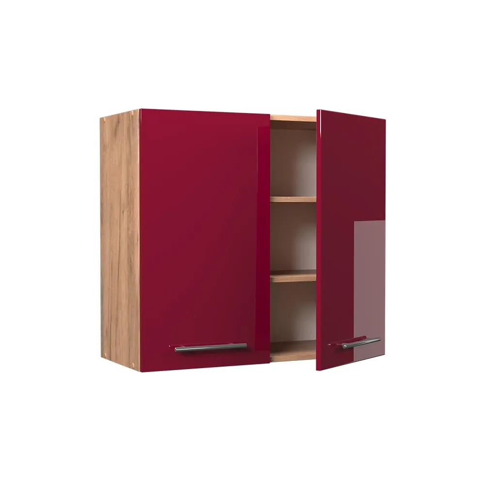 Vicco Pensile da Cucina Fame-Line, Bordeaux Lucido/Rovere Dorato, 80 cm - immagine 5