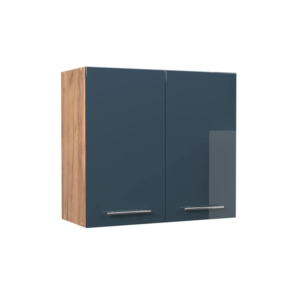 Vicco Pensile da cucina Fame-Line, Blu scuro lucido/Rovere dorato, 80 cm - immagine 1