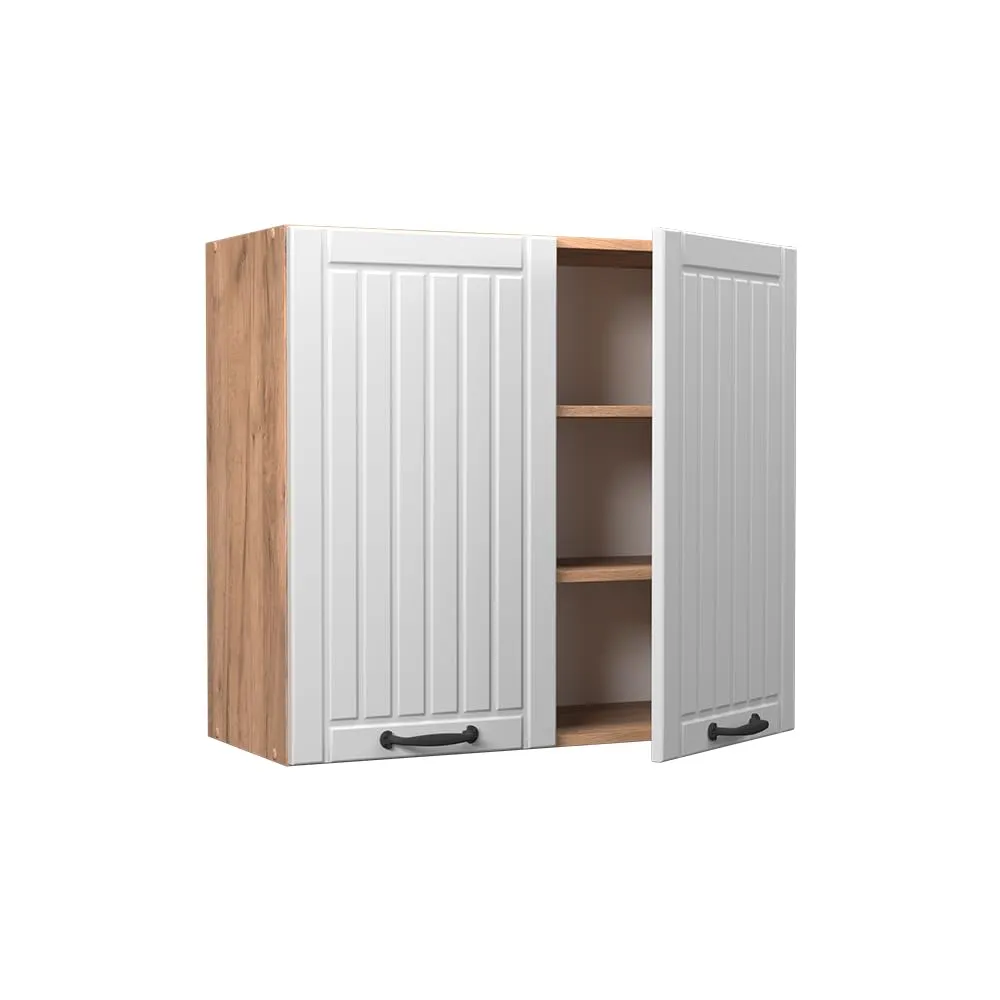Vicco Pensile da cucina Fame-Line, Bianco Country/Rovere Dorato, 80 cm - immagine 5