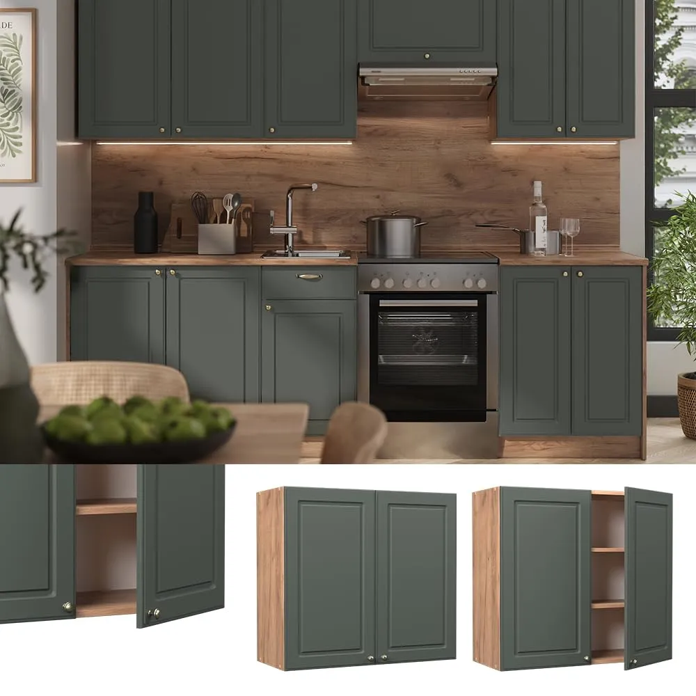 Vicco Pensile da cucina Fame-Line, Verde-oro country/Rovere dorato, 80 cm - immagine 2