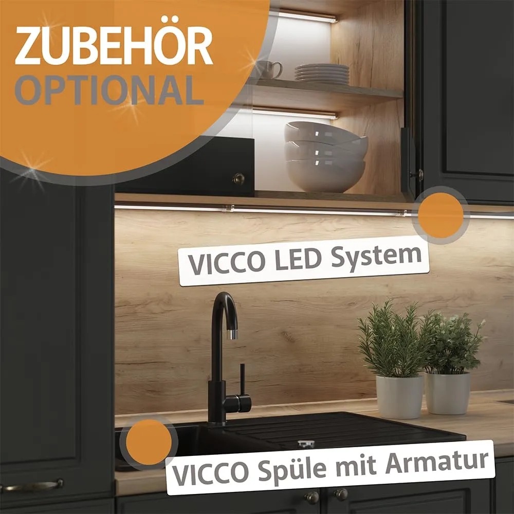 Vicco Pensile da cucina Fame-Line, Verde-oro country/Rovere dorato, 80 cm - immagine 7
