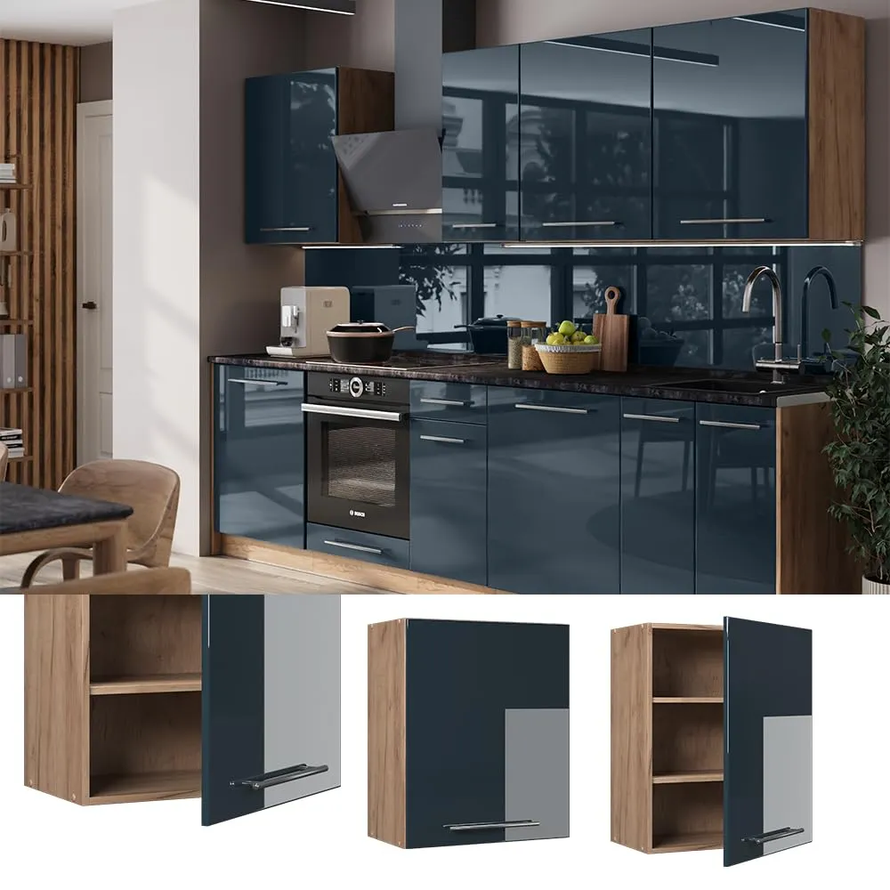 Vicco Pensile da cucina Fame-Line, Blu scuro lucido, 60 cm - immagine 4