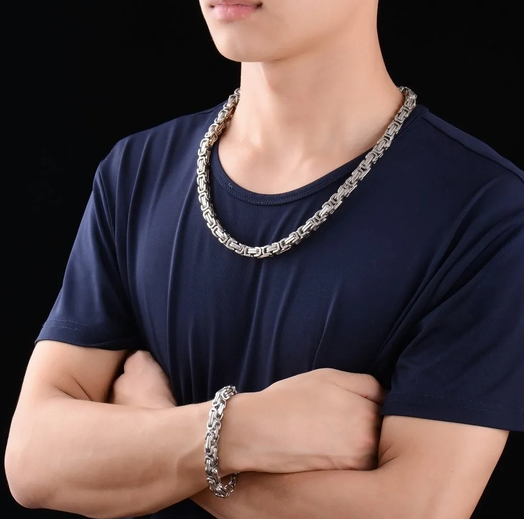 Jewow Set Collana e Bracciale in Acciaio Inossidabile Uomo - Collana 60cm, Bracciale 21.5cm - immagine 4
