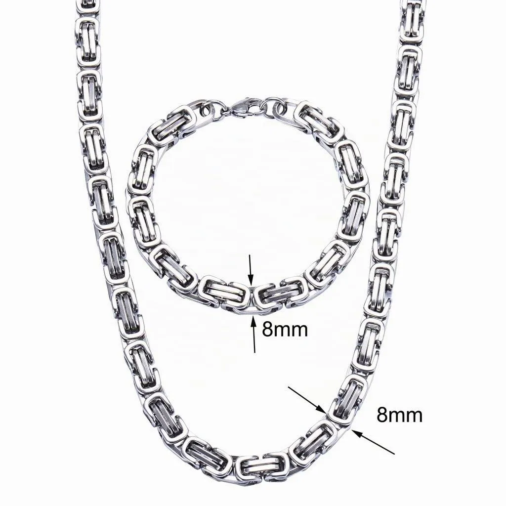 Jewow Set Collana e Bracciale in Acciaio Inossidabile Uomo - Collana 60cm, Bracciale 21.5cm - immagine 5