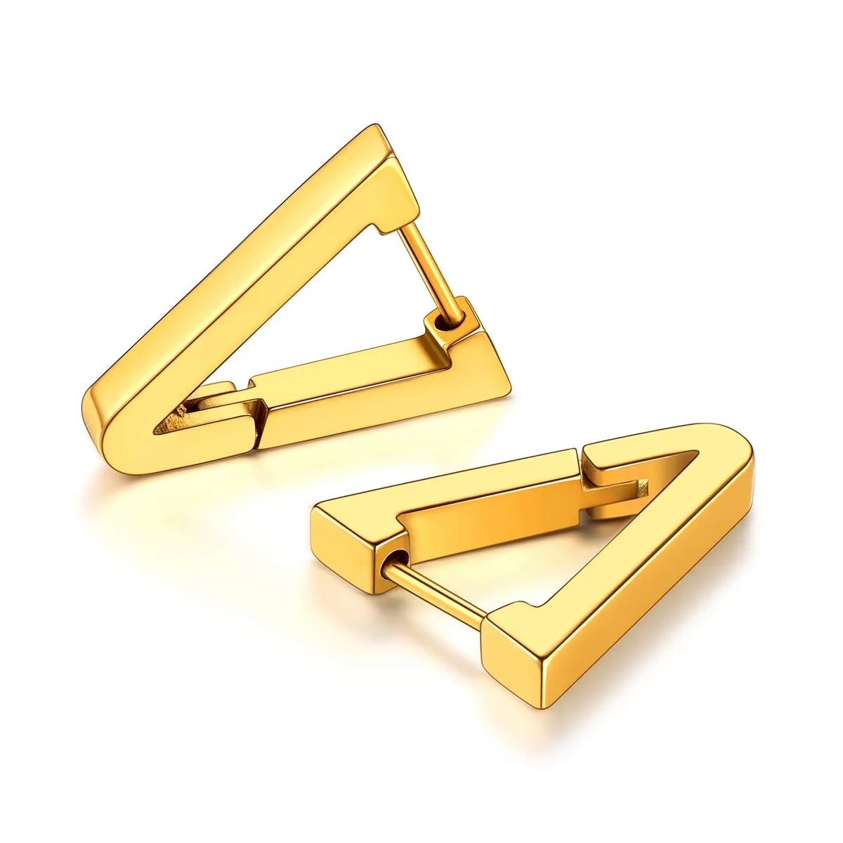 FOCALOOK Orecchini Uomo Cerchio Triangolari in Acciaio Inossidabile Oro - immagine 1