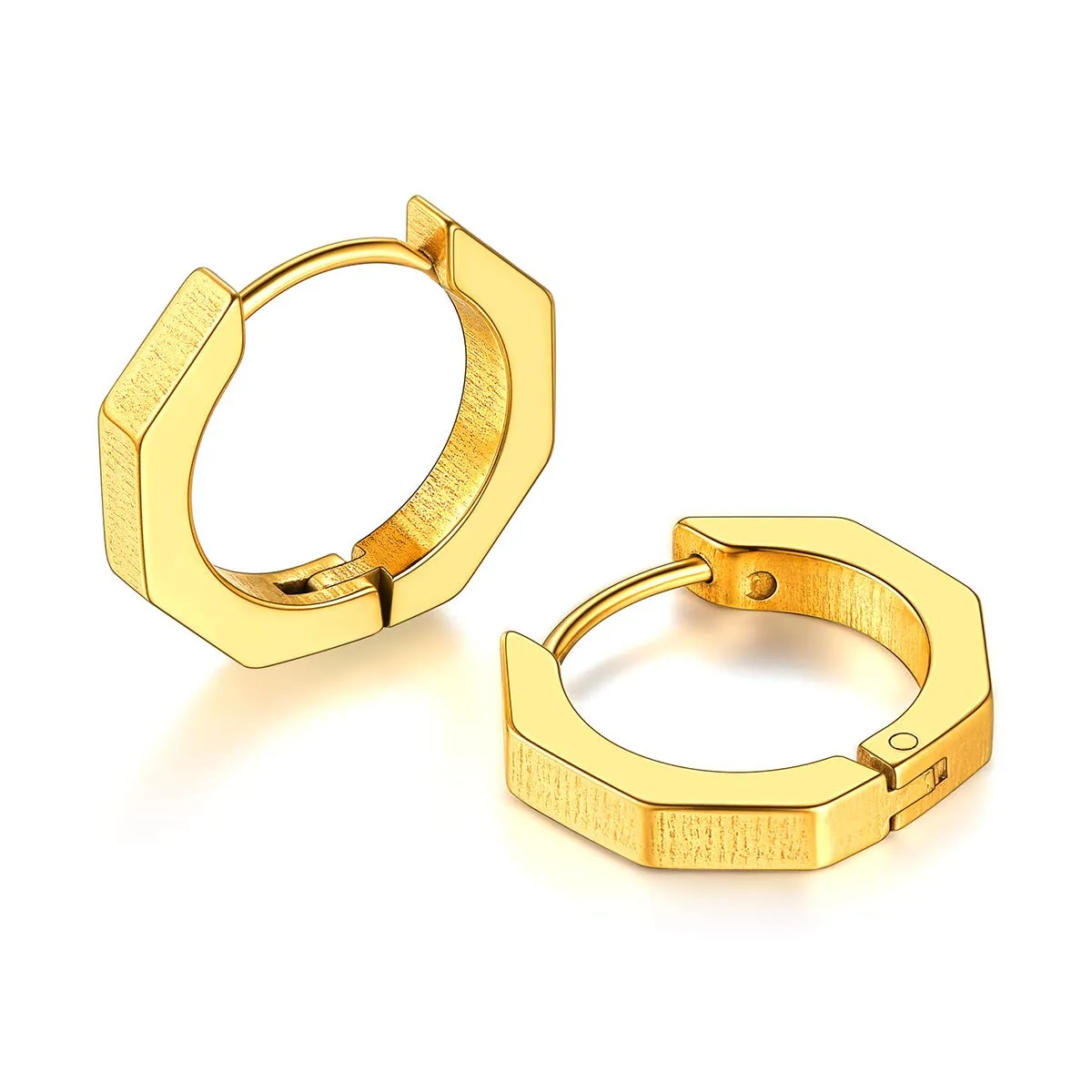 FOCALOOK Orecchini a Cerchio Oro per Uomo in Acciaio Inossidabile, 13 mm - immagine 1