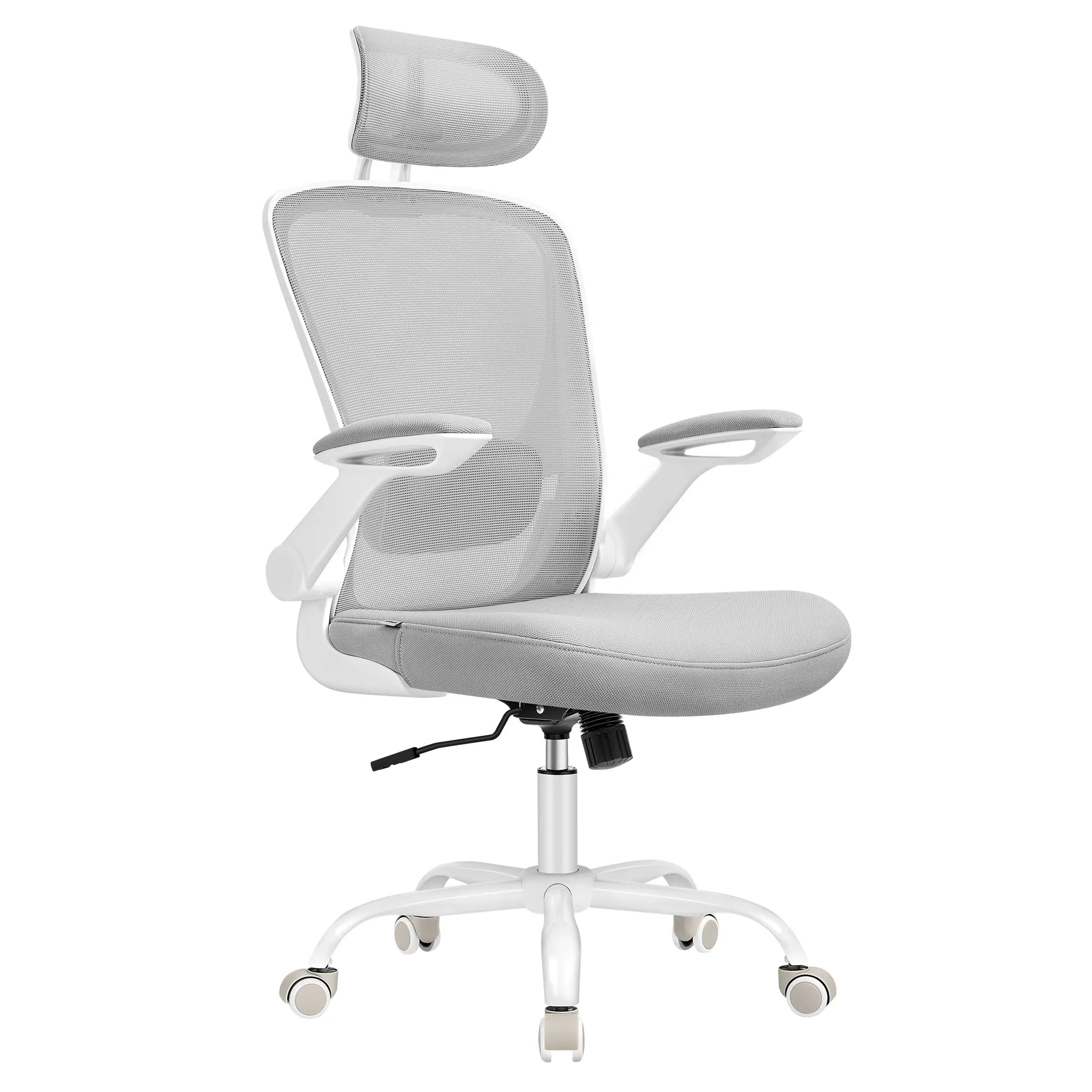 SONGMICS Sedia da Ufficio Ergonomica con Poggiatesta, Grigio Tortora - immagine 1