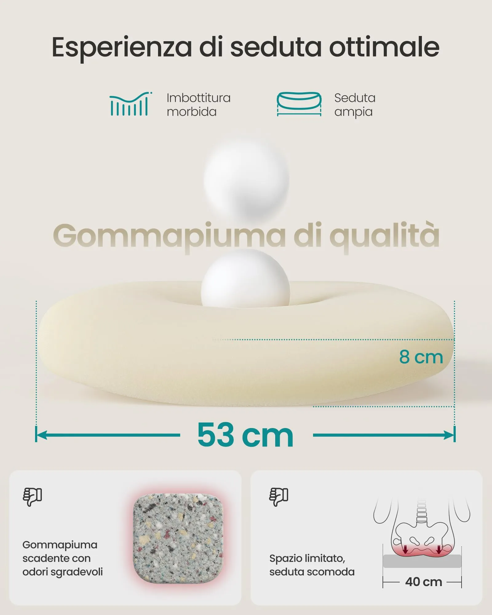 SONGMICS Sedia da Ufficio Ergonomica con Poggiatesta, Grigio Tortora - immagine 5
