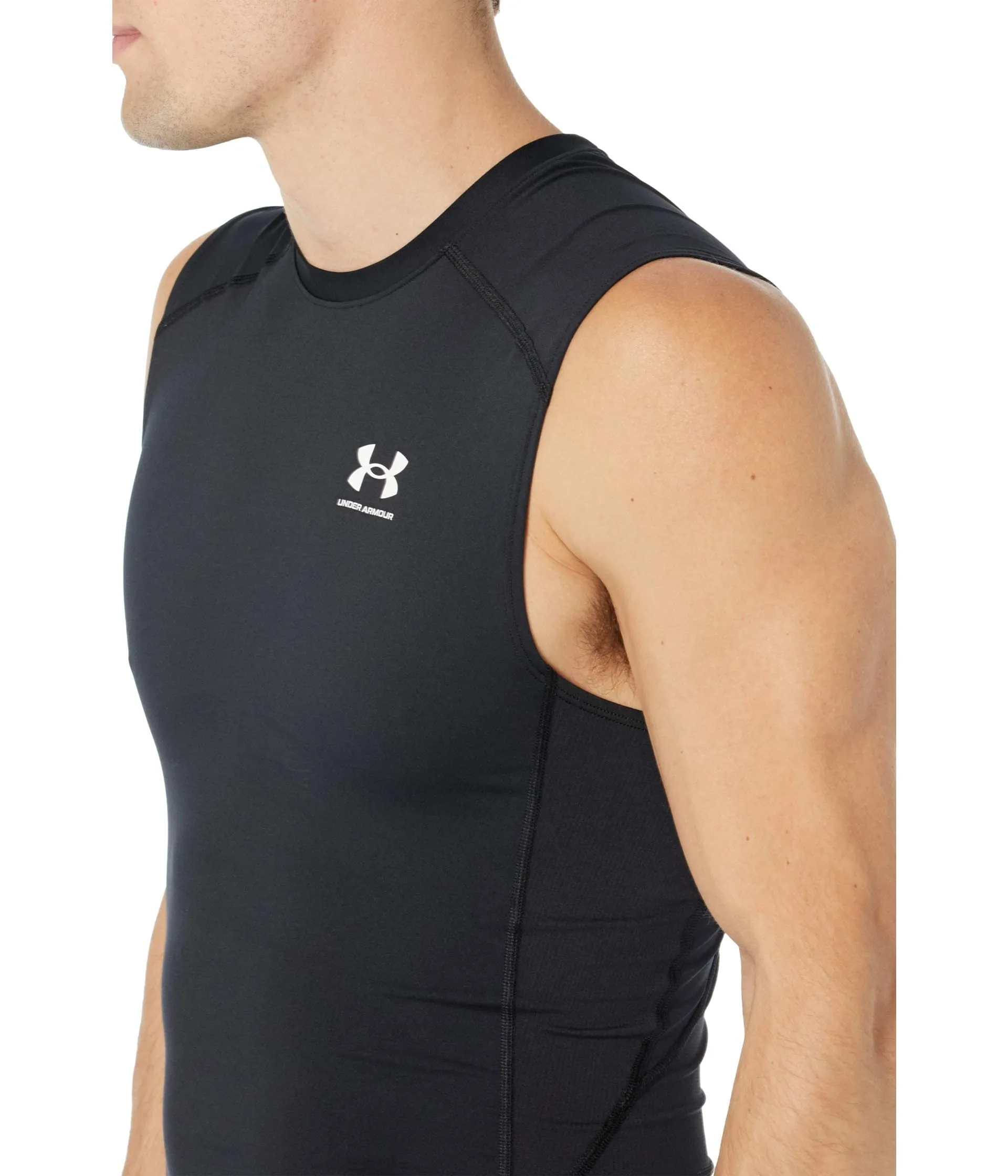 Under Armour HeatGear Sleeveless Compression Shirt, Men's, Black/White, 4XL Tall - immagine 3