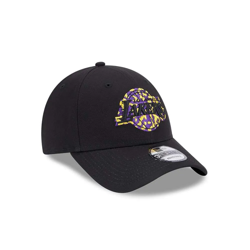 New Era Los Angeles Lakers NBA Seasonal Infill 9Forty Adjustable Hat - Black - immagine 3