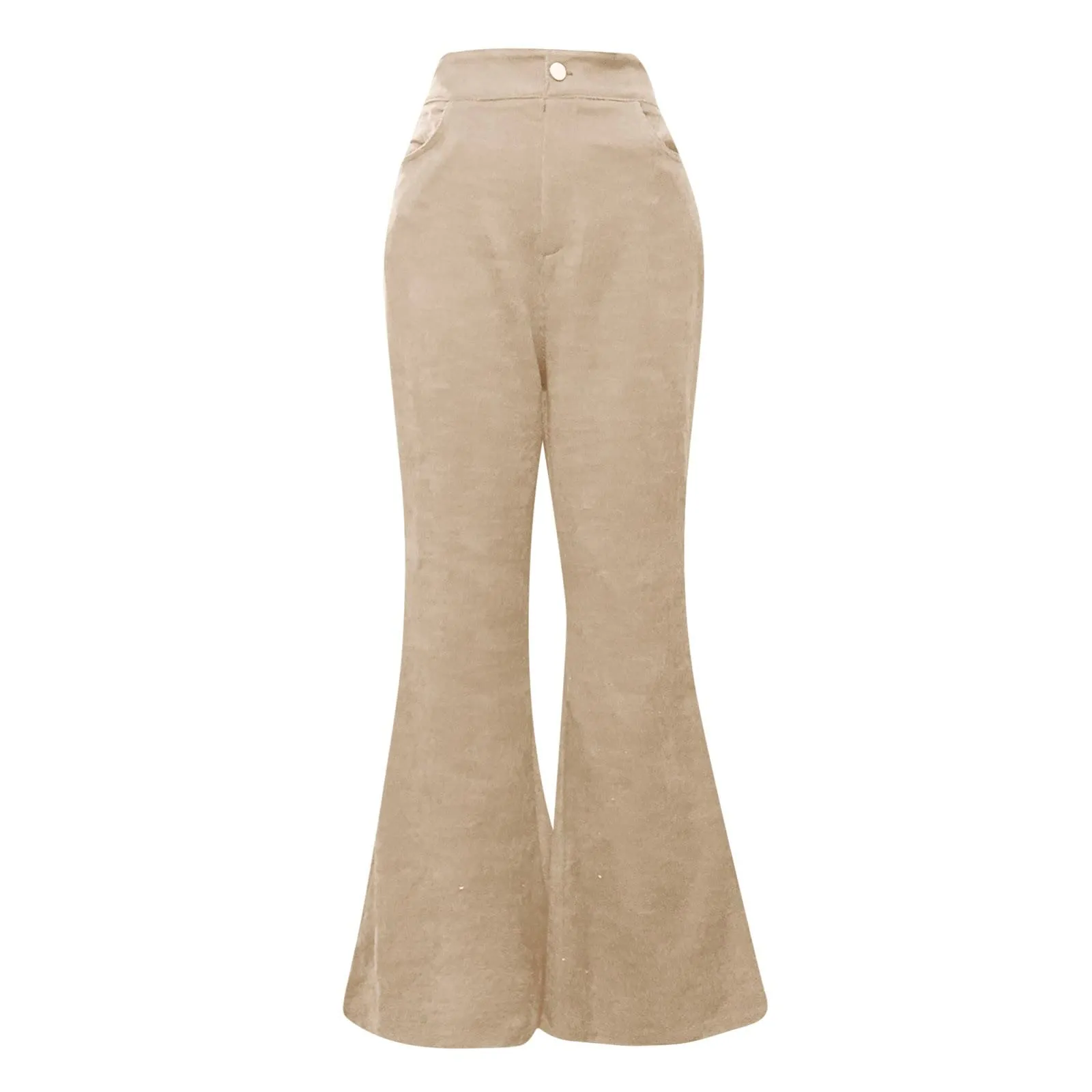 Duohropke Pantaloni a zampa in velluto a coste da donna, vita elastica, Bootcut - immagine 5