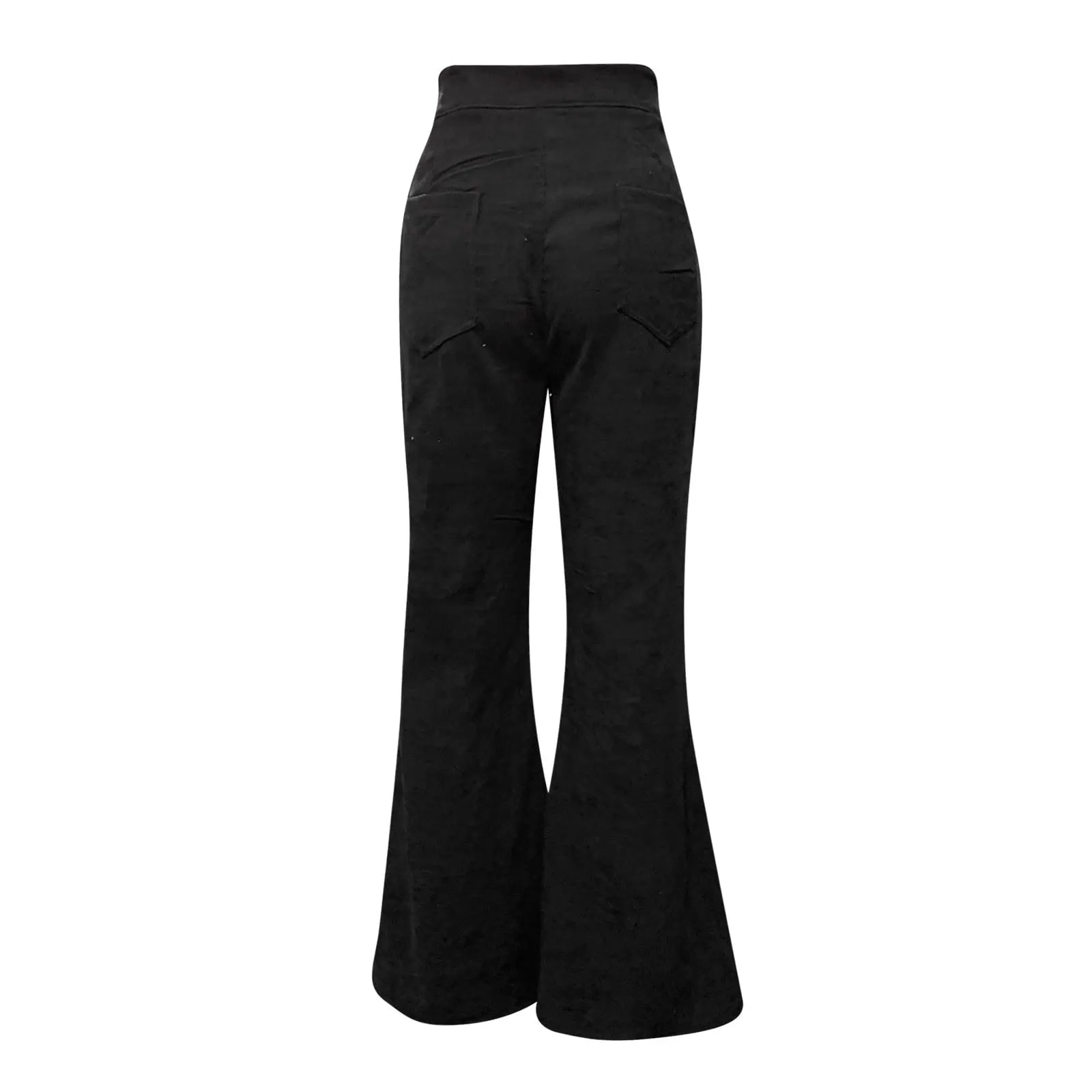 Duohropke Pantaloni a campana in corduroy da donna, elasticizzati a vita bassa, casual - immagine 6