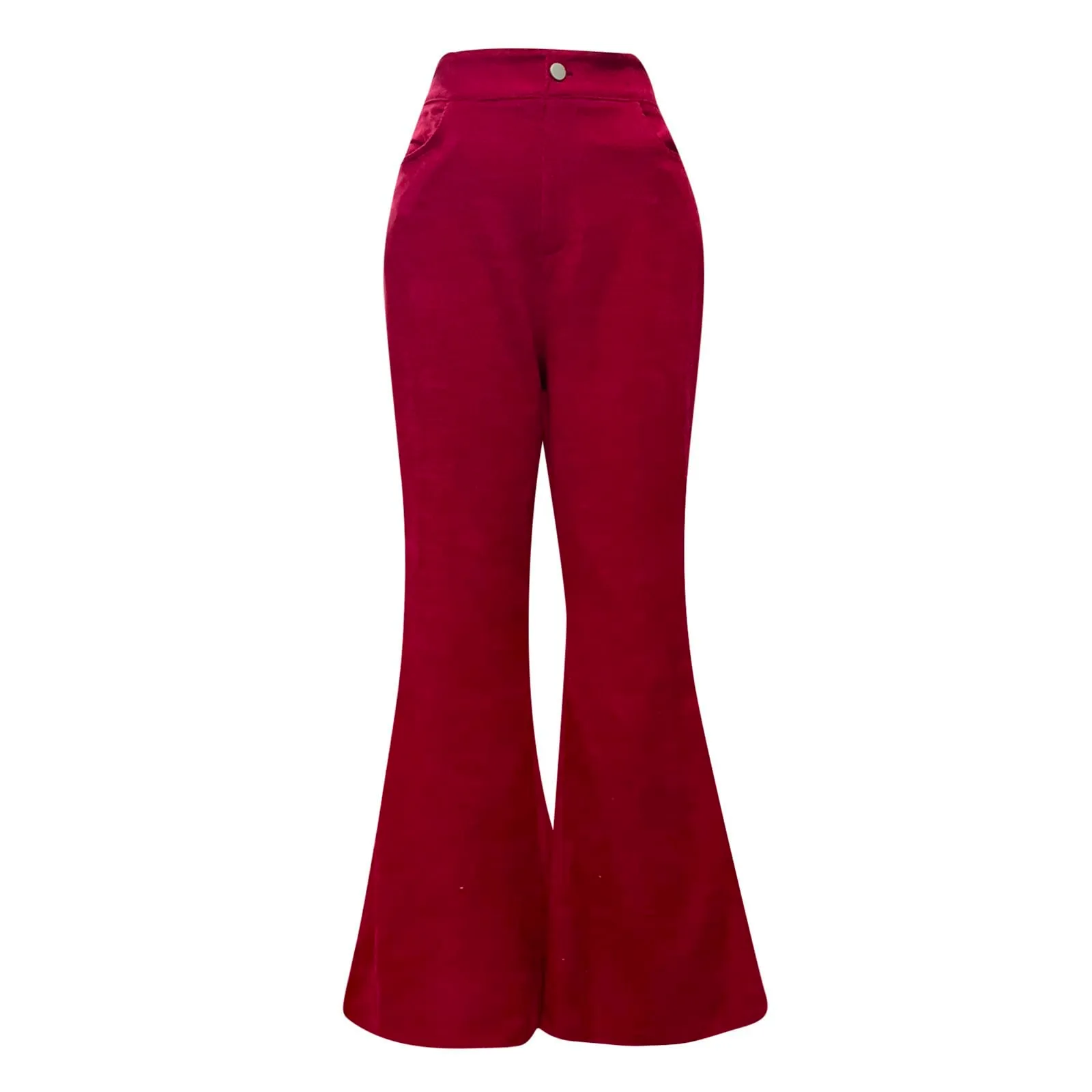Duohropke Pantaloni a campana in corduroy da donna con vita elasticizzata - immagine 4