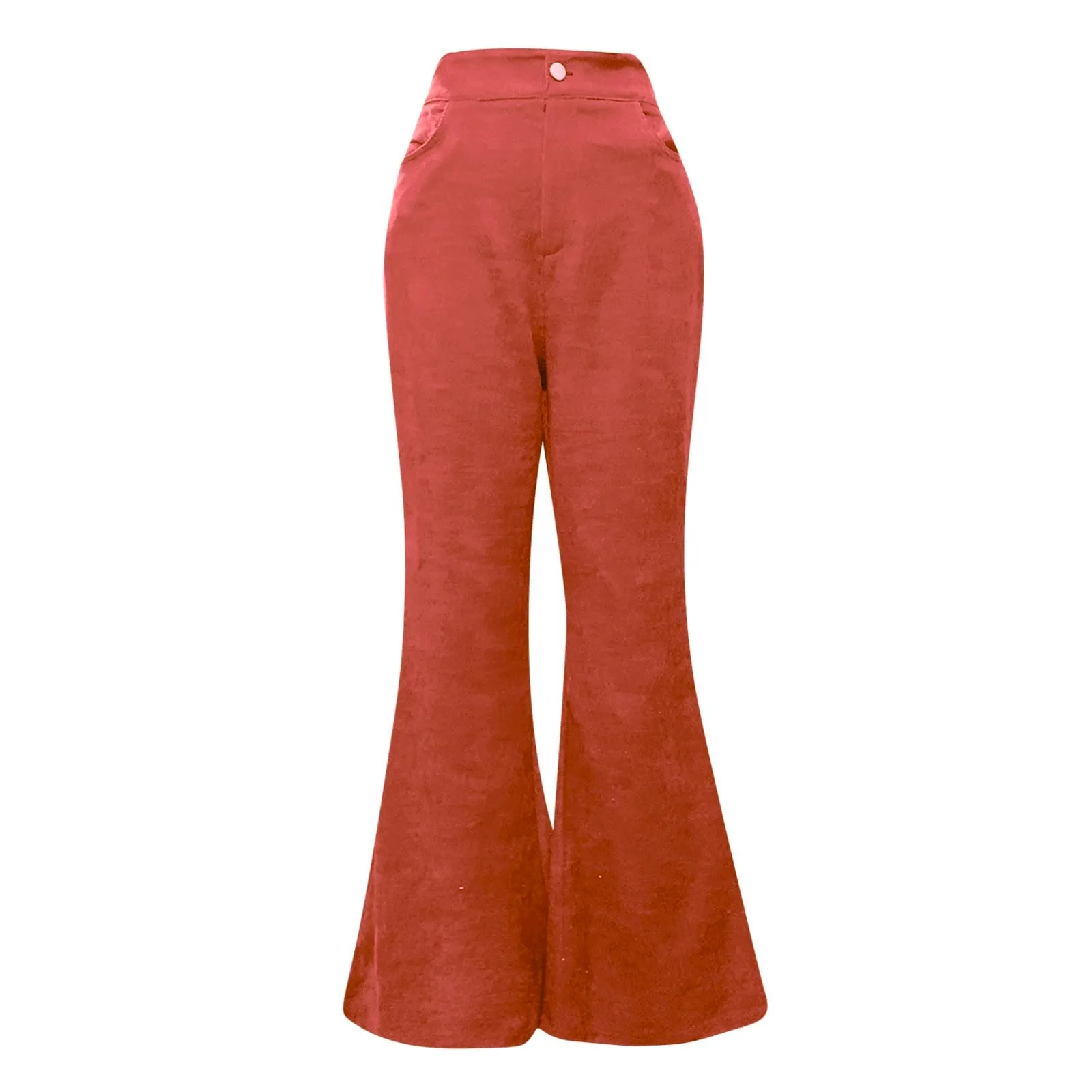 Duohropke Pantaloni a zampa in velluto a coste per donna, vita elastica, bootcut casual - immagine 5