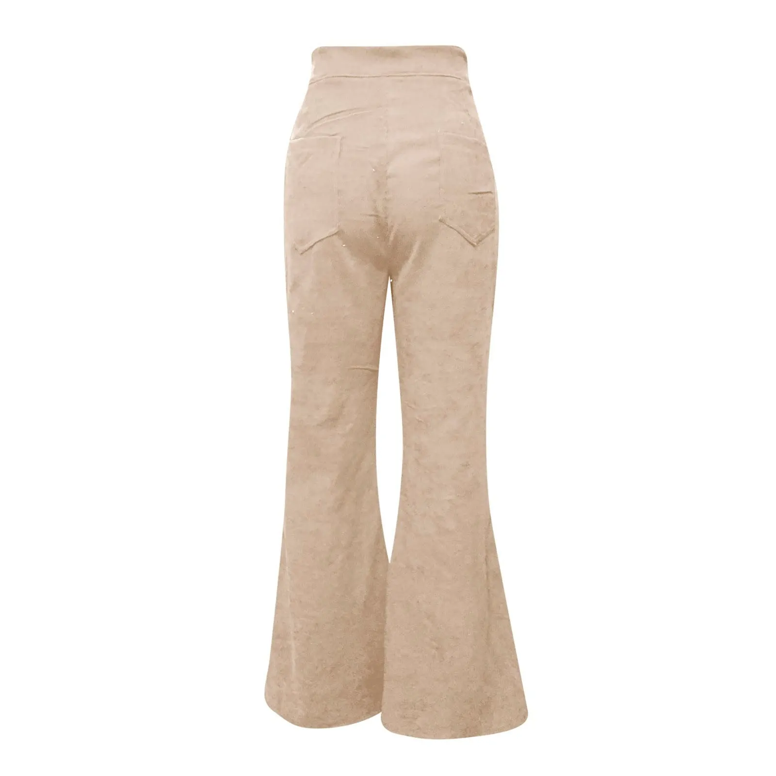 Duohropke Pantaloni a zampa in velluto a coste da donna, vita elastica, bootcut casual - immagine 6