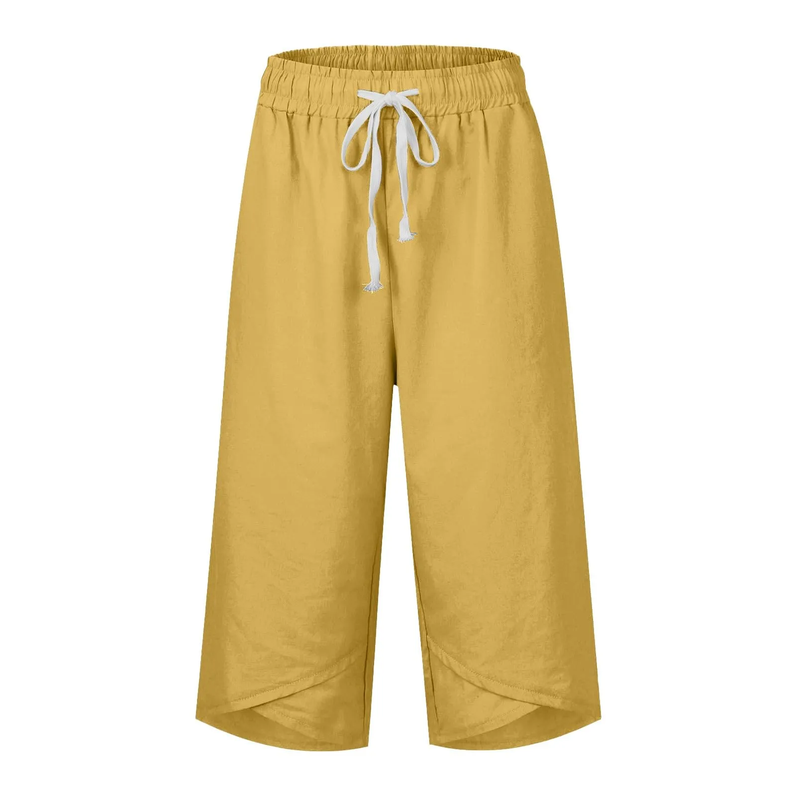 HEONSATI Pantaloni Cropped Donna in Cotone e Lino, Pinocchietti 3/4 Estivi a Gamba Larga, Taglie Forti - immagine 3