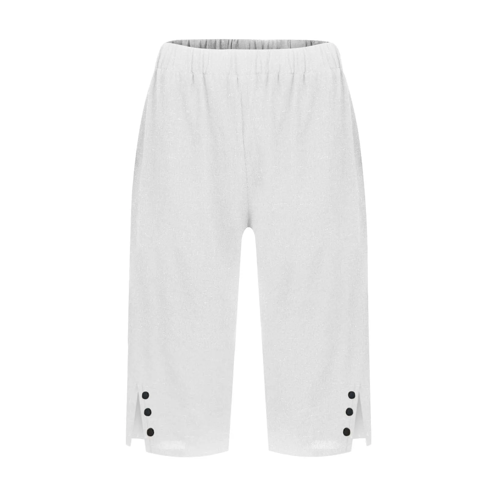 HEONSATI Pantaloni 7/8 Donna in Cotone e Lino Capri Cropped Gamba Dritta con Coulisse Regolabile - immagine 3