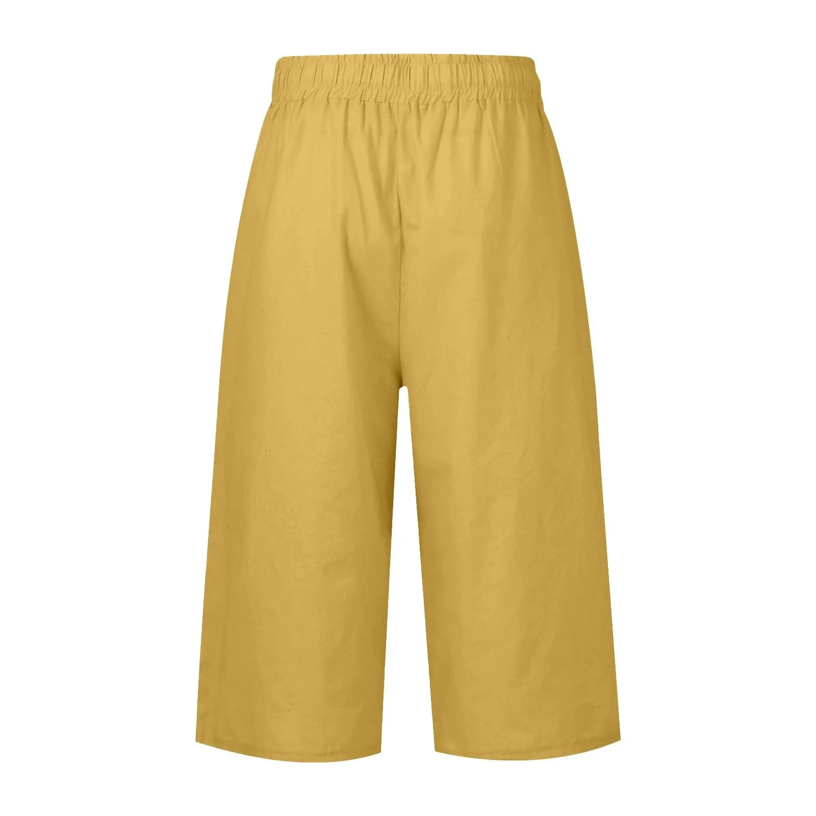 HEONSATI Pantaloni Cropped Donna in Cotone e Lino Casual 3/4 Estivi a Gamba Larga Elasticizzati Curvy - immagine 4