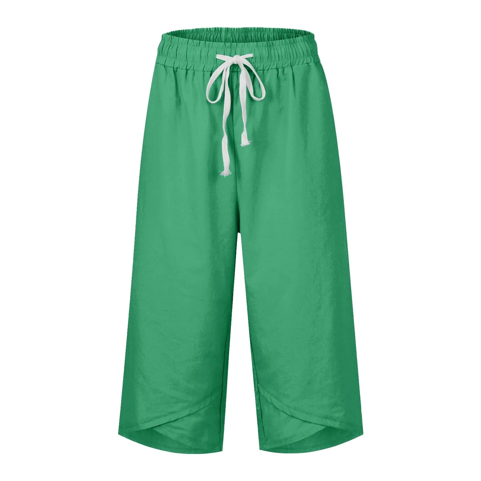 HEONSATI Pantaloni Cropped Donna in Cotone e Lino Sportivi Casual Pinocchietti 3/4 Estivi Leggeri a Gamba Larga Curvy Taglie Forti - immagine 3