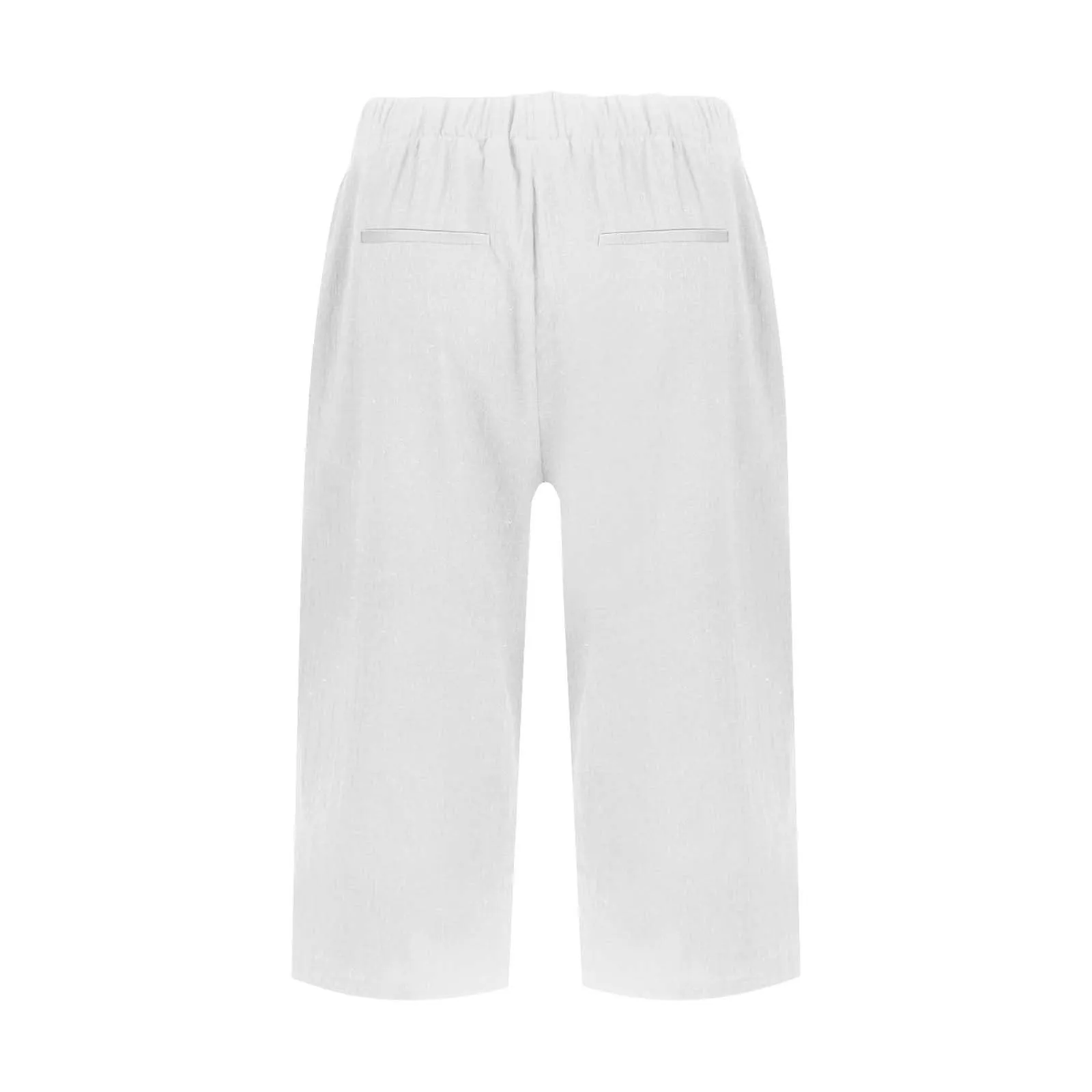 HEONSATI Pantaloni Donna 7/8 in Cotone e Lino, Eleganti Casual, Gamba Dritta con Coulisse Regolabile, Cropped Capri - immagine 4