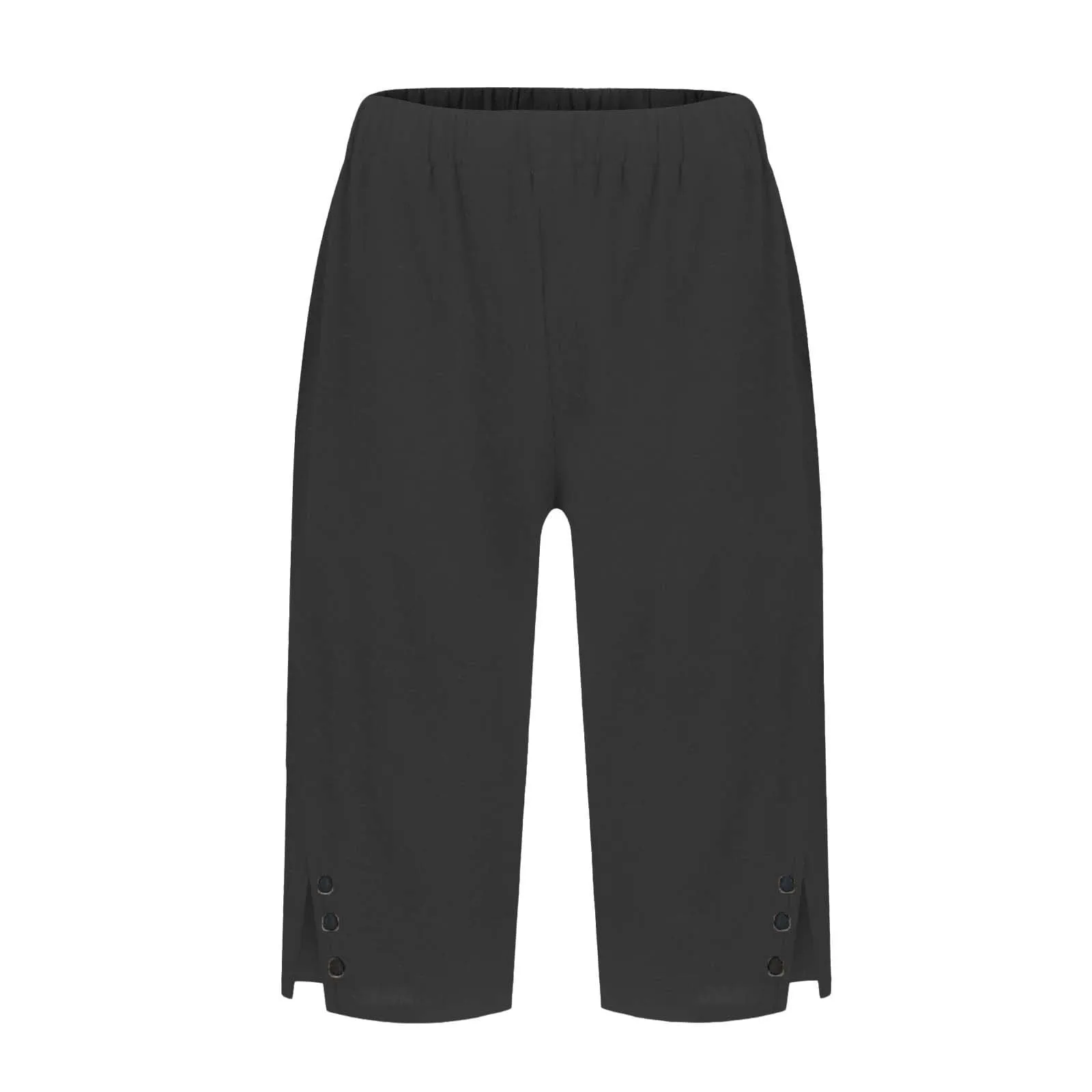 HEONSATI Pantaloni 7/8 Donna in Cotone e Lino Capri Cropped Gamba Dritta con Coulisse Regolabile - immagine 3