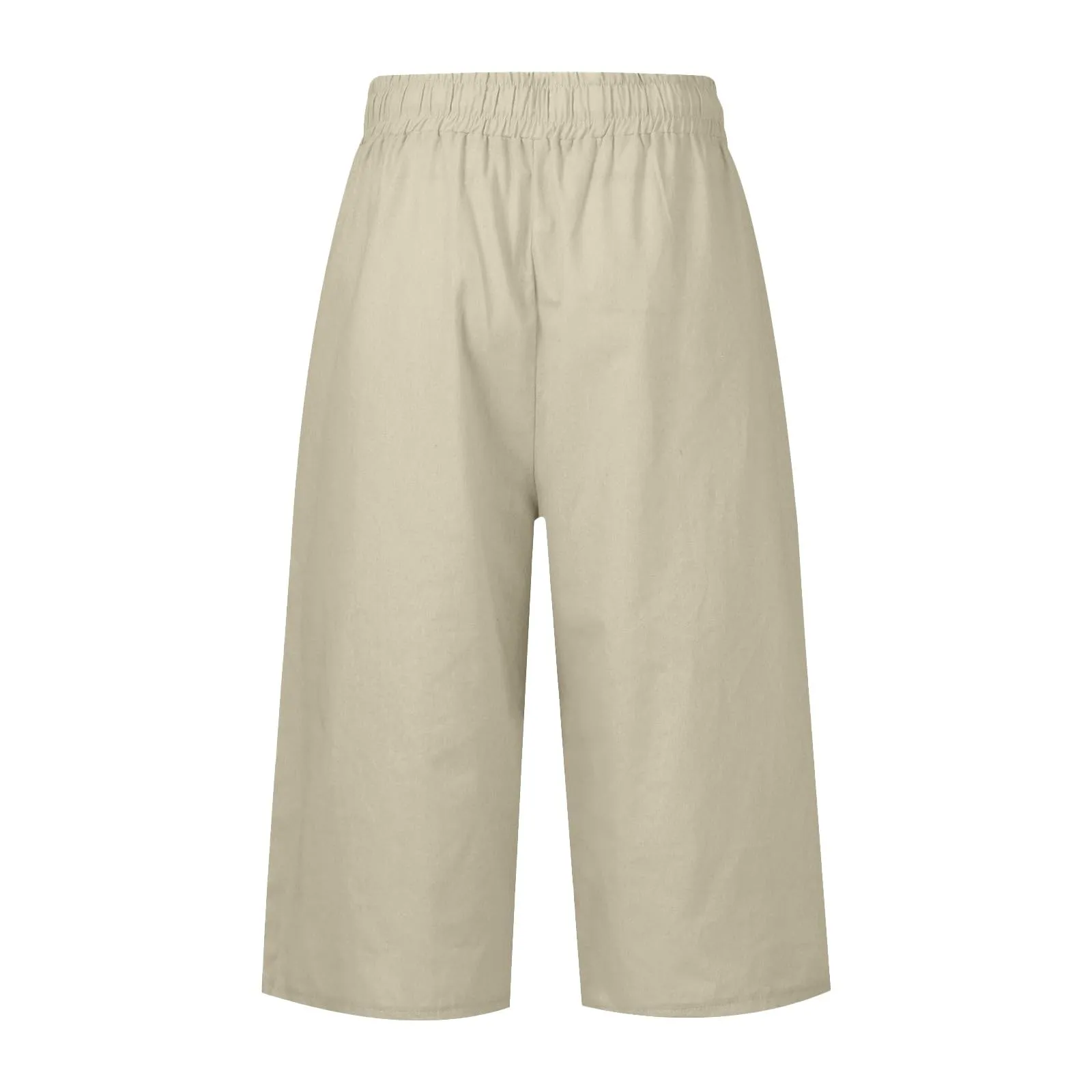 HEONSATI Pantalone Cropped Donna in Cotone e Lino Sportivi Casual Pinocchietti 3/4 Estivi a Gamba Larga Elasticizzati Curvy - immagine 4